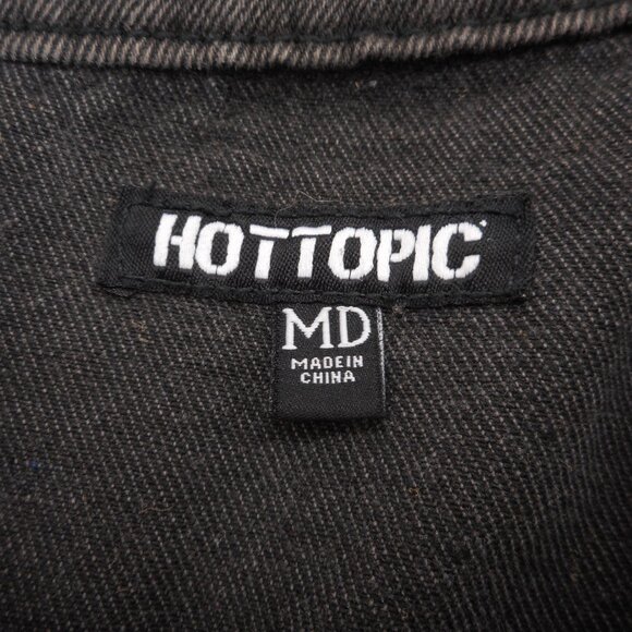 Hot Topic Denim Vest Faded Black Men's M Punk Grunge Goth [Missing Parts] - Picture 4 of 10